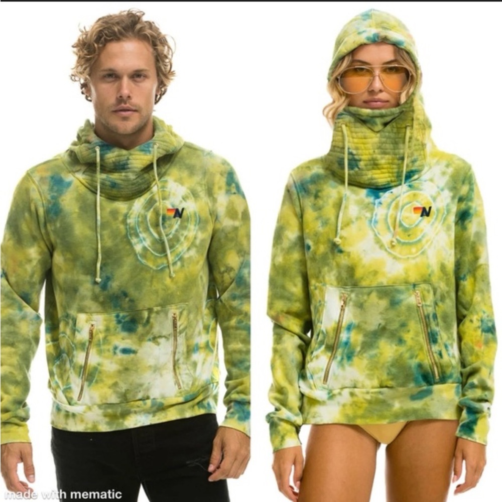 Aviator Nation Green and Yellow Tie-Dye Ninja Hoodie and Sweatpants SET - Picture 2 of 16